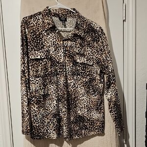 Leopard Print Button-Up Shirt